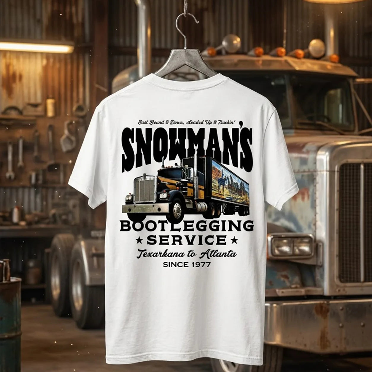Snowman's Bootlegging Service T-Shirt, Smokeyy and The Bandit Tee #329 - Reel Belly