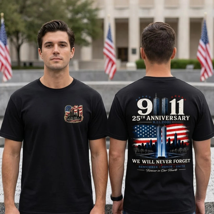 9/11 25th Anniversary Tee - We Will Never Forget 9.11.2001