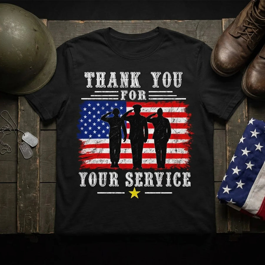 Thank You For Your Service T-Shirt | Patriotic Military Salute America 2